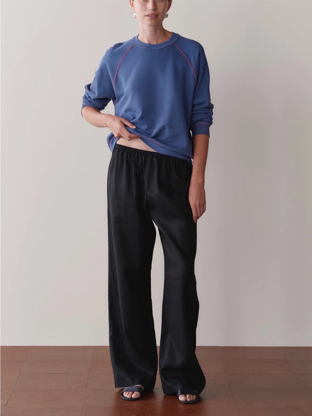 Donni Simple Linen Pant in Jet Black